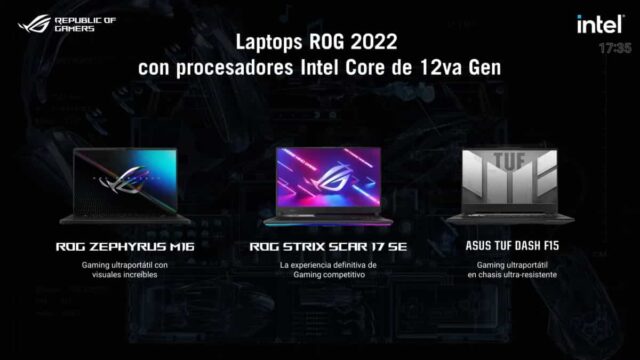 ASUS y ROG anuncian la llegada al Perú de sus laptops gamer con procesadores Intel Core de 12ª Gen