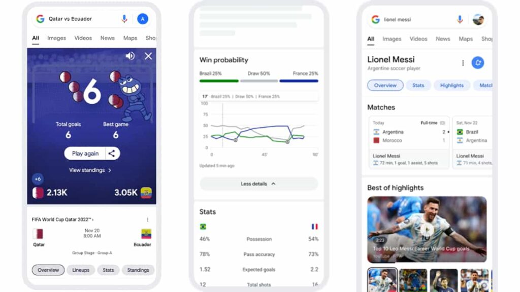 Google te da más detalle de partido de Qatar 2022