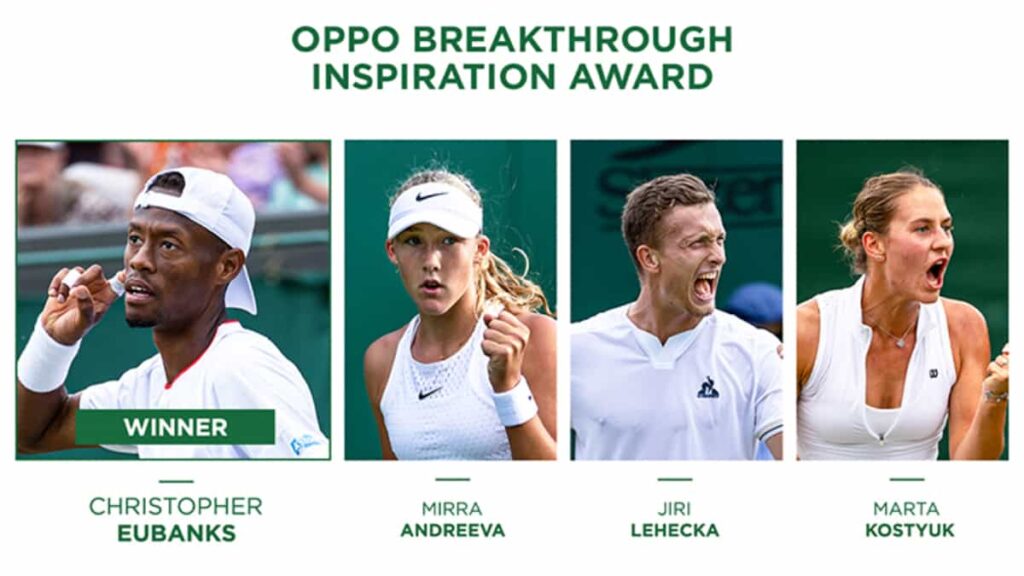 Christopher Eubanks gana el premio OPPO Breakthrough Inspiration Award en Wimbledon 2023