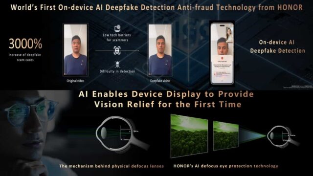 Honor reveló dos innovaciones de Inteligencia Artificial (IA), AI Defocus Eye Protection y AI Deepfake Detection.