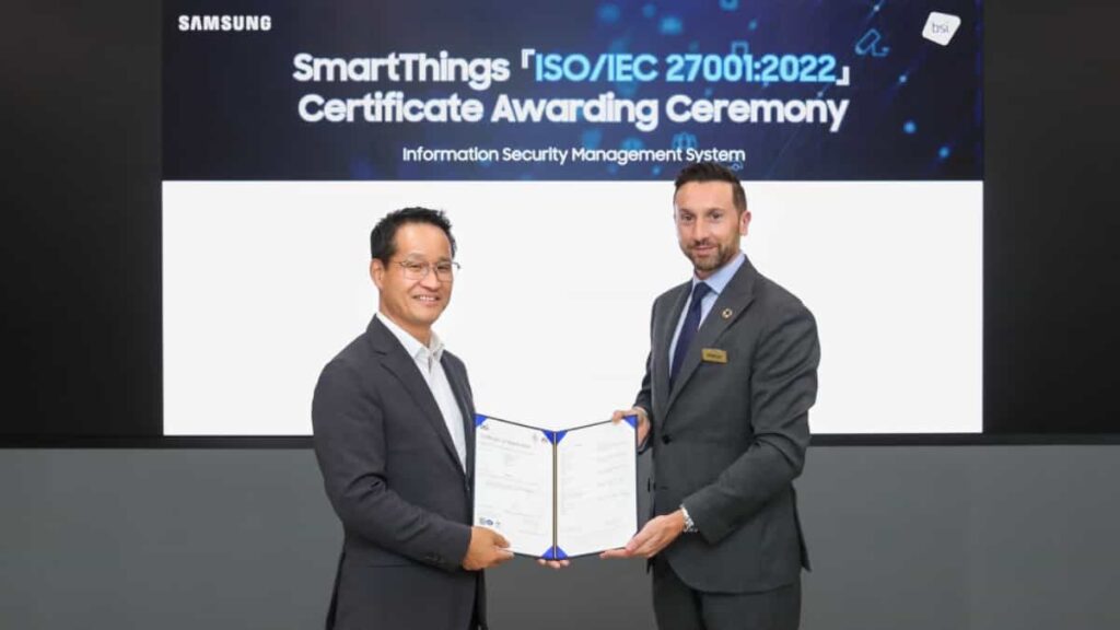 Samsung Electronics recibe la certificación ISO 27001 para su plataforma SmartThings